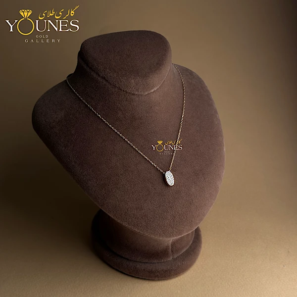 گردنبند طلا بیضی نگین دار